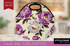 Summer Flowers Lunch Bag - Floral Lunch Bug PNG Sublimation Product Image 1