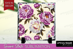Summer Flowers Slate PNG - Floral Square Slate Sublimation Product Image 1
