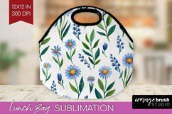 Summer Flowers Lunch Bag - Floral Lunch Bug PNG Sublimation Product Image 1