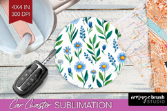 Summer Flowers Car Coaster - Floral Coaster PNG Sublimation Product Image 1