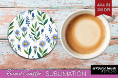 Summer Flowers Round Coaster - Floral Coaster PNG Product Image 1