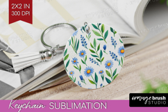 Summer Flowers Keychain PNG - Floral Keychain Sublimation Product Image 1
