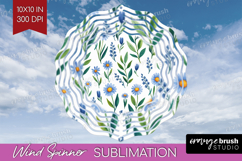 Summer Flowers Wind Spinner Sublimation PNG - Floral Round Product Image 1