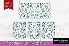 Summer Flowers Mug Wrap - Floral Mug PNG Sublimation Product Image 1