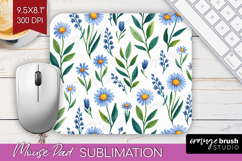 Summer Flowers Mouse Pad Sublimation - Floral Mousepad PNG Product Image 1