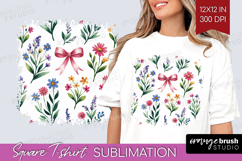 Summer Flowers Square Tshirt Background - Floral PNG Product Image 1