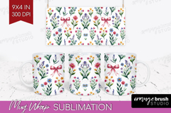 Summer Flowers Mug Wrap - Floral Mug PNG Sublimation Product Image 1