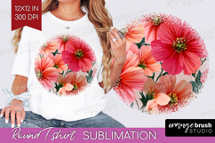 3D Flowers Round Tshirt Background - Summer PNG Sublimation Product Image 1