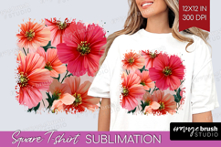3D Flowers Square Tshirt Background - Summer PNG Sublimation Product Image 1