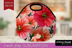 3D Flowers Lunch Bag - Summer Lunch Bug PNG Sublimation Product Image 1