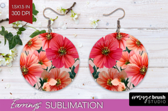 3D Flowers Round Earrings - Summer PNG Sublimation Product Image 1