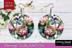 3D Flowers Round Earrings - Summer PNG Sublimation Product Image 1