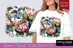 3D Flowers Square Tshirt Background - Summer PNG Sublimation Product Image 1