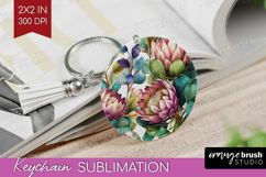 3D Flowers Keychain PNG - Summer Keychain Sublimation Product Image 1