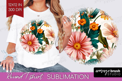 3D Flowers Round Tshirt Background - Summer PNG Sublimation Product Image 1