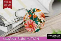 3D Flowers Keychain PNG - Summer Keychain Sublimation Product Image 1