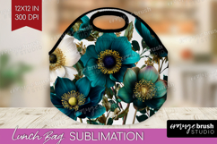 3D Flowers Lunch Bag - Summer Lunch Bug PNG Sublimation Product Image 1