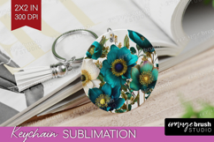 3D Flowers Keychain PNG - Summer Keychain Sublimation Product Image 1