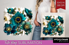 3D Flowers Tote Bag - Summer Tote Bag PNG Sublimation Product Image 1