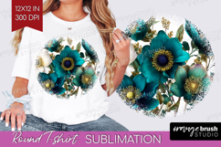 3D Flowers Round Tshirt Background - Summer PNG Sublimation Product Image 1