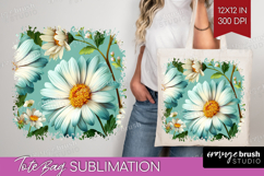 3D Flowers Tote Bag - Summer Tote Bag PNG Sublimation Product Image 1