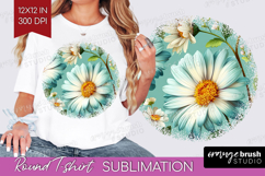 3D Flowers Round Tshirt Background - Summer PNG Sublimation Product Image 1