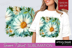 3D Flowers Square Tshirt Background - Summer PNG Sublimation Product Image 1