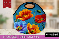 3D Flowers Lunch Bag - Summer Lunch Bug PNG Sublimation Product Image 1