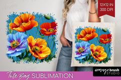 3D Flowers Tote Bag - Summer Tote Bag PNG Sublimation Product Image 1