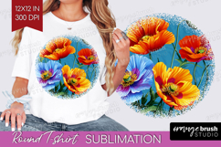 3D Flowers Round Tshirt Background - Summer PNG Sublimation Product Image 1
