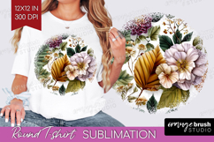 3D Flowers Round Tshirt Background - Summer PNG Sublimation Product Image 1