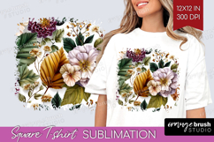 3D Flowers Square Tshirt Background - Summer PNG Sublimation Product Image 1