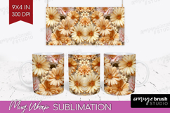 3D Flowers Mug Wrap - Summer Mug PNG Sublimation Product Image 1