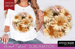 3D Flowers Round Tshirt Background - Summer PNG Sublimation Product Image 1
