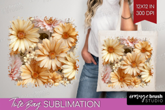 3D Flowers Tote Bag - Summer Tote Bag PNG Sublimation Product Image 1