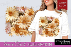 3D Flowers Square Tshirt Background - Summer PNG Sublimation Product Image 1