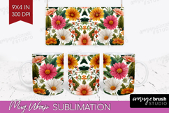 3D Flowers Mug Wrap - Summer Mug PNG Sublimation Product Image 1