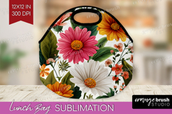 3D Flowers Lunch Bag - Summer Lunch Bug PNG Sublimation Product Image 1