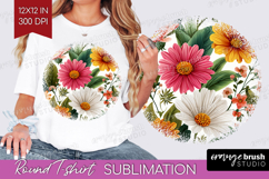 3D Flowers Round Tshirt Background - Summer PNG Sublimation Product Image 1