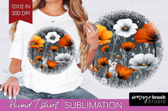 3D Flowers Round Tshirt Background - Summer PNG Sublimation Product Image 1