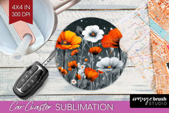 3D Flowers Car Coaster - Summer Coaster PNG Sublimation Product Image 1