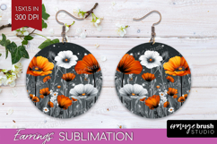 3D Flowers Round Earrings - Summer PNG Sublimation Product Image 1