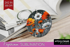 3D Flowers Keychain PNG - Summer Keychain Sublimation Product Image 1