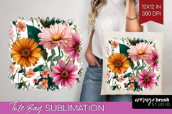 3D Flowers Tote Bag - Summer Tote Bag PNG Sublimation Product Image 1