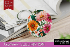 3D Flowers Keychain PNG - Summer Keychain Sublimation Product Image 1