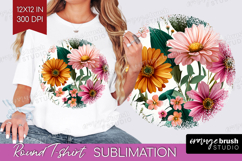 3D Flowers Round Tshirt Background - Summer PNG Sublimation Product Image 1