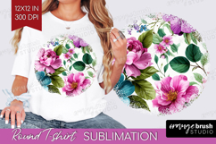 3D Flowers Round Tshirt Background - Summer PNG Sublimation Product Image 1
