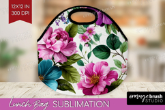 3D Flowers Lunch Bag - Summer Lunch Bug PNG Sublimation Product Image 1