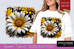 3D Flowers Square Tshirt Background - Summer PNG Sublimation Product Image 1