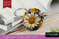 3D Flowers Keychain PNG - Summer Keychain Sublimation Product Image 1